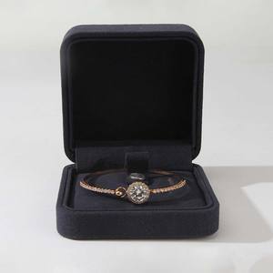Handmade Bangle <b>Box</b> Luxury Rigid Flip Top Velvet <b>Jewelry</b> Gift <b>Box</b> Flocked Bangle Holder Insert Tray Custom Debossing Logo OEM - Product Image 3