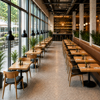 Ensemble de salle à manger sur piétement en chêne, chaises en cuir noir, dossier en bois courbé, mobilier de restaurant personnalisable pour café et bistrot, vente en gros, style industriel