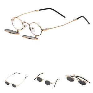 Nuevas <span class=keywords><strong>Gafas</strong></span> de <span class=keywords><strong>Sol</strong></span> Plegables Estilo Steampunk con Marco Metálico Ovalado Pequeño - Product Image 2