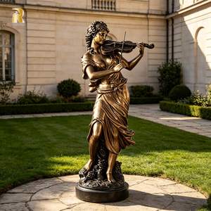 Statue Sculptée 3D en Métal Coulé de Bronze, Belle Statue de Femme Servante avec Violon, Taille Personnalisée, Décoration de Jardin Extérieur pour <span class=keywords><strong>Manoir</strong></span> de Luxe Moderne - Product Image 1