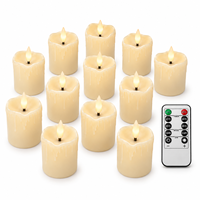 Bougies LED en cire de paraffine solide, mèches en forme de balle, alimentées par piles, télécommandées, pour Noël, Pâques, mariages