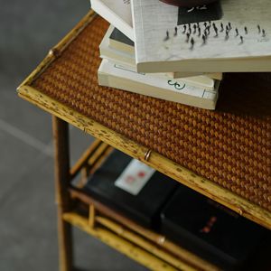 Table à thé en bambou, surface tressée, style antique, table basse, table à café inspirée du Zen, table tatami, petite table rétro - Product Image 4
