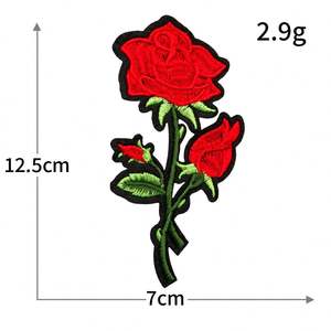 Parches Bordados Termoadhesivos de Rosas Grandes Rojas Estilo Chino - Product Image 6