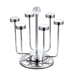 Support rotatif pour verres à vin en acier inoxydable, capacité de 5 à 9 verres, support de table pour le rangement des verres à vin - Product Image 3