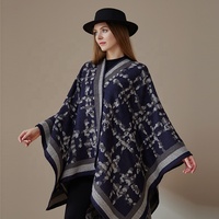 Écharpe châle en tricot d'hiver à motif losanges, fausse fourrure de cachemire, cape pull unisexe neutre, chaude, extensible dans quatre directions, respirante