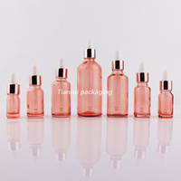 Flacon compte gouttes en verre pour huile essentielle, 1 pièce, bouteille cylindre de luxe, or Rose, brillant, 5 10 15 20 30 50 100ml