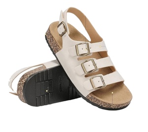 Sandali Unisex in Vera Pelle con Soletta in Sughero, Cinturino Posteriore Regolabile con Fibbia, <span class=keywords><strong>Ciabatte</strong></span> Slingback Comode e Riciclabili - Product Image 3