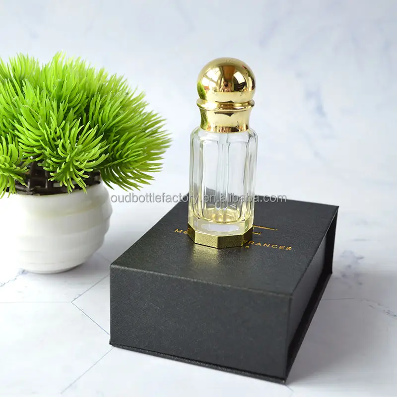 wholesale empty oud oil bottle with packing box 12 ml attar glass bottle