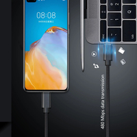 Câble USB C vers C 60W PD 3A Charge Rapide avec Puce E-Mark en Aluminium et Nylon Tressé pour MacBook iPhone Android Ordinateur Portable