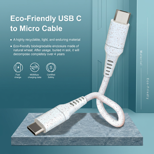 Câble USB C vers Micro USB Écologique, Charge Rapide, Synchronisation des Données 480 Mbps, Matériel Recyclable Résistant aux 10000+ Torsions, Vente en Gros, Câble Personnalisable avec Logo - Product Image 2