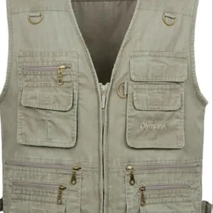 Plus size utility men's Vest Multi Pocket Function Sleeveless Jacket Outer Fishing Photography Vest