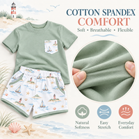 Ensemble de pyjama décontracté et respirant pour bébé, imprimé dinosaure, en coton et élasthanne, manches courtes, 2 pièces, OEM, pour 2-4 ans