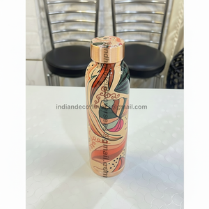 Alta demanda con precio razonable Botellas de agua impresas de cobre hechas a mano Botella para beber hecha en la India con logotipo personalizado - Product Image 1