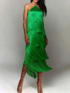 <b>Sequin</b> V Neck Midi Dress Long Sleeve Bodycon Casual Dress Khaki for Party Daily Wear - Product Image 6