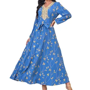 Elegant Women's Robe Middle East Fashion With Embroidered Ruffles Traditional Muslim Clothing And Accessories