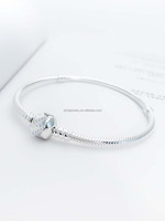Bracelet pour femme en argent sterling 925 avec pendentif breloque et fermoir en argent, style perles tendance, DIY, motif os de serpent classique