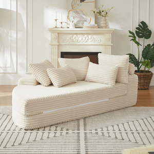 78.5-inch Corduroy Round Oversized Recliner Converts Into Two Recliners 2-In-1 <b>Sofa</b> Bed Set with Neck <b>Pillow</b> Design for Villa - Product Image 1