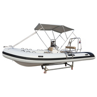 Bateau pneumatique RIB 500 Rush Wave certifié CE, coque en fibre de verre, disponible en noir et blanc