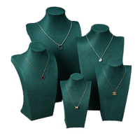 Présentoirs à bijoux en velours gris, noir et vert pour colliers, bustes de présentation de bijoux, mannequins pour vitrine de bijouterie