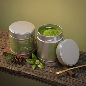 Double Lid Cylinder Matcha Tin Canister Airtight Aluminum Tea Can Food Grade Container for Organic Green Tea Powder Candy - Product Image 1