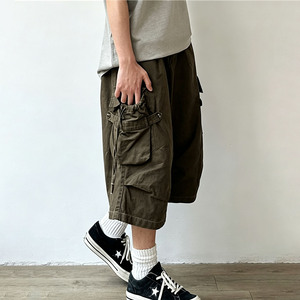 Hot Sales Vintage Green Multi Pockets 3/4 Cargo <b>Shorts</b> For <b>Men</b> Baggy Wide Leg Outdoor Tactical <b>Work</b> <b>Shorts</b> - Product Image 2