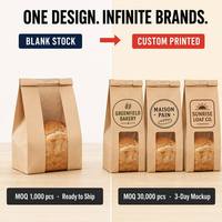 Sac d'emballage pour pain au levain en papier kraft avec fenêtre transparente, soufflet latéral et fermeture à lien métallique, pour boulangerie, pain artisanal fait maison en vrac