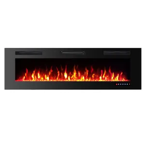 Wall Mounted Electric Fireplace Suppliers Modern 13 Color 100'' Inch Long Size Decorative Wall Mounted Recessed Insert Led Decor Flame Electric Fireplace With Heater