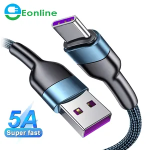 Eonline 5A מהיר usb c כבל סוג c כבל מהיר טעינת נתונים כבל מטען usb כבל c עבור Samsung s21 s20 A51 xiaomi 10 redmi