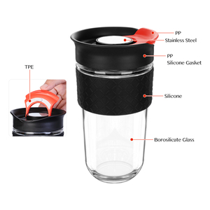 Chine Marque Personnalisable Couleur Imprimé Unique Mignon Voyage À Emporter Tasse À Café En Verre Transparent Tasses - Product Image 2