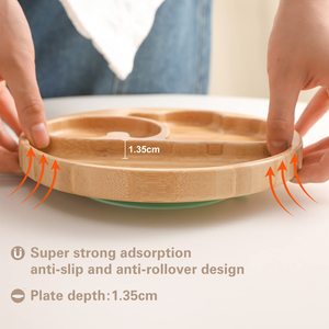 Ahşap özelleştirilebilir toptan logo çocuk hayvan şekli ahşap yemek tabağı - Product Image 5