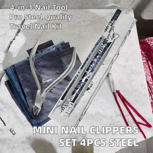 Kit de coupe-ongles en acier inoxydable 4 en 1, ensemble de manucure et pédicure avec pousse-cuticules, sac en PU, logo personnalisé - Product Image 2