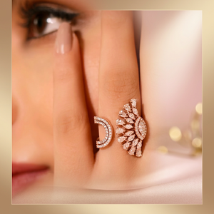 Luxury 14k Gold Diamond <b>Ring</b> Women's Marquise and round Cut Natural Stone Wedding Jewelry Fashion Statement Piece - Product Image 2