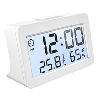 D2 Higrometer Digital Termometer Dalam Ruangan, Jam dengan Temperatur & Kelembapan, Jam Alarm Meja untuk Kamar Tidur, Kamar Bayi, Kantor, Dapur, Garasi