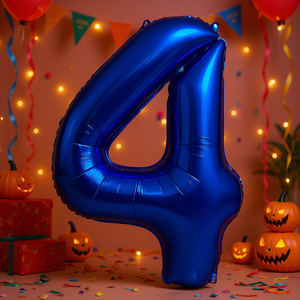 Globo de Helio Metálico Azul Oscuro Número 4 de 1M para Fiestas, Día de la Madre, Graduaciones y Eventos - Product Image 2
