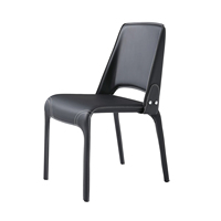 Chaise de salle à manger ergonomique en cuir, dossier en cuir, design minimaliste italien de luxe léger, pieds en métal durables, mobilier domestique