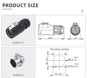 Уличный водонепроницаемый авиационный разъем SL20 LP20, 2, 3, 4, 5, 6, 7, 8, 9, 12, 14 контактов, пластиковый гнездовой разъем - Product Image 6