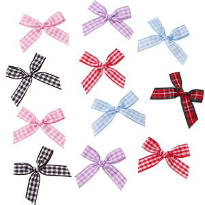 Lazo de cinta a cuadros pequeños de colores vivos, diseño de moda, pre-encolado, duradero, embalaje ecológico para Navidad y bodas - Product Image 2
