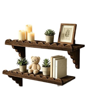 Étagère murale en bois avec design à bords ondulés pour la décoration et le rangement de la maison - Product Image 5