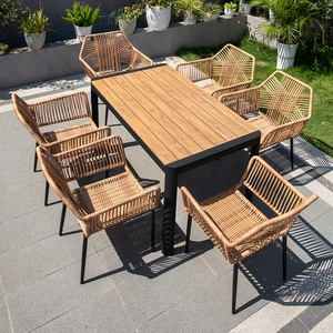 Juego de muebles de jardín popular 2024, <span class=keywords><strong>bistro</strong></span>, patio trasero, restaurante, patio, mesa de comedor, sillas y mesas de fiesta en el jardín de aluminio - Product Image 3