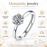 Bague en argent sterling 925 avec moissanite de 1 carat, nouveau modèle, bijoux de luxe, taille réglable, bague de fiançailles pour femmes