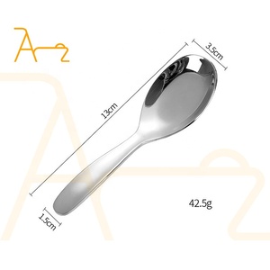 Haute Qualité Miroir Polonais En Acier Inoxydable Rond Cuillères À Soupe Restaurant <span class=keywords><strong>Argent</strong></span> Couverts Couverts Cuillère Épaisse Table Bébé Cuillère - Product Image 3