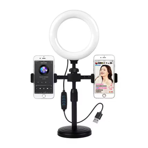 Mini Lampada LED da 16CM con 2 Morsetti di Fissaggio, Supporto per Telefono Cellulare per Trasmissioni in Diretta, Supporto da Tavolo per Telefono, Luce ad Anello da 6 Pollici - Product Image 1