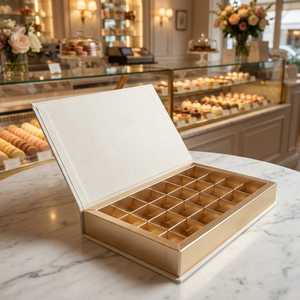 Boîtes cadeaux vides de luxe personnalisées avec votre propre logo, dorées, élégantes, imperméables, en relief, pour l'emballage de bonbons et de chocolats - Product Image 1