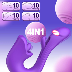 เครื่องนวดกระตุ้นจุดจีแบบสั่นสะเทือนอเนกประสงค์รุ่นใหม่ พร้อมลิ้นเลียแบบแกว่งและเคาะ ทำจากซิลิโคนนุ่ม ของเล่นทางเพศสำหรับผู้หญิง - Product Image 2