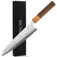 Couteau de cuisine professionnel en acier damas martelé à haute teneur en carbone avec manche en bois, couteau japonais, couteau de chef, couteau damas
