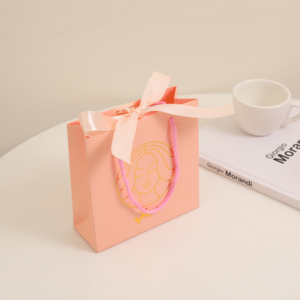 Customized Logo Luxury White Cardboard Art <b>Paper</b> Bow Ribbon Handle Jewelry <b>Packaging</b> Gift Bag for Clothing & Chocolate Storage - Product Image 4