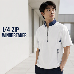 1/4 Zip Windbreaker Men's <b>Short</b> <b>Sleeve</b> Water Resistant Golf Pullover With Zipper Pockets Lightweight Custom Performance <b>Jacket</b> - Product Image 2