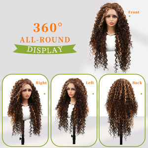Perruques de mode <span class=keywords><strong>pour</strong></span> <span class=keywords><strong>femmes</strong></span> noires, 26 pouces, couleur 13*6, perruque synthétique haute densité avec dentelle frontale, mèches ondulées effet eau - Product Image 6