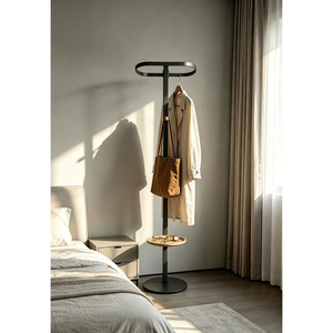 <span class=keywords><strong>Perchero</strong></span> de Metal Moderno Nórdico con Bandeja, Soporte de Pie para Dormitorio y Sala de Estar, Muebles para el Hogar - Product Image 1