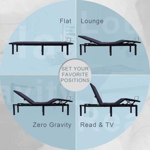 Tecforcare điện có thể điều chỉnh khung giường với massage USB Type-C cổng không trọng lực dưới giường LED chiếu sáng và ba chân Chiều cao - Product Image 2